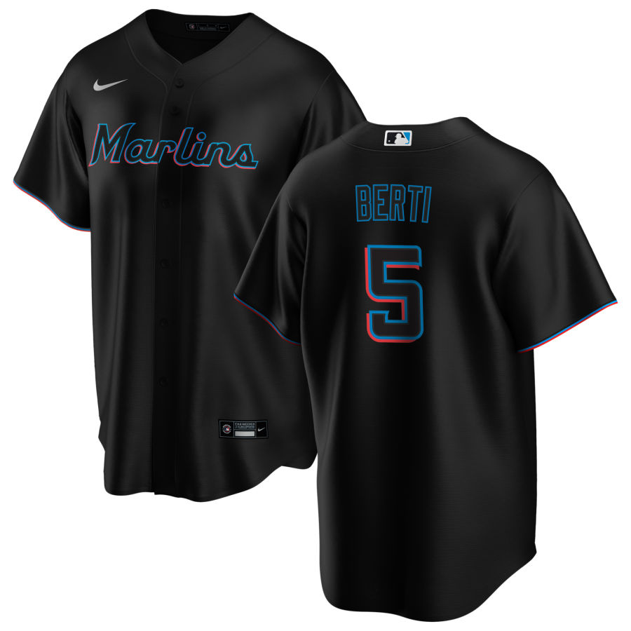 Nike Men #5 Jon Berti Miami Marlins Baseball Jerseys Sale-Black